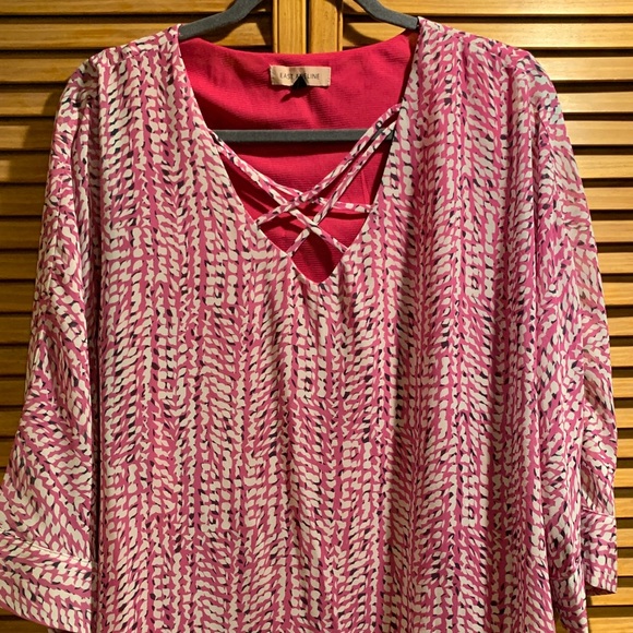 East Adeline Tops - 💕Sheer blouse with pink under shirt attached💕